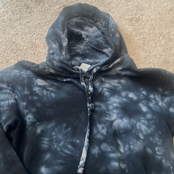 Black/gray tie dye hoodie with front pocket in size small - Picture 2 of 5